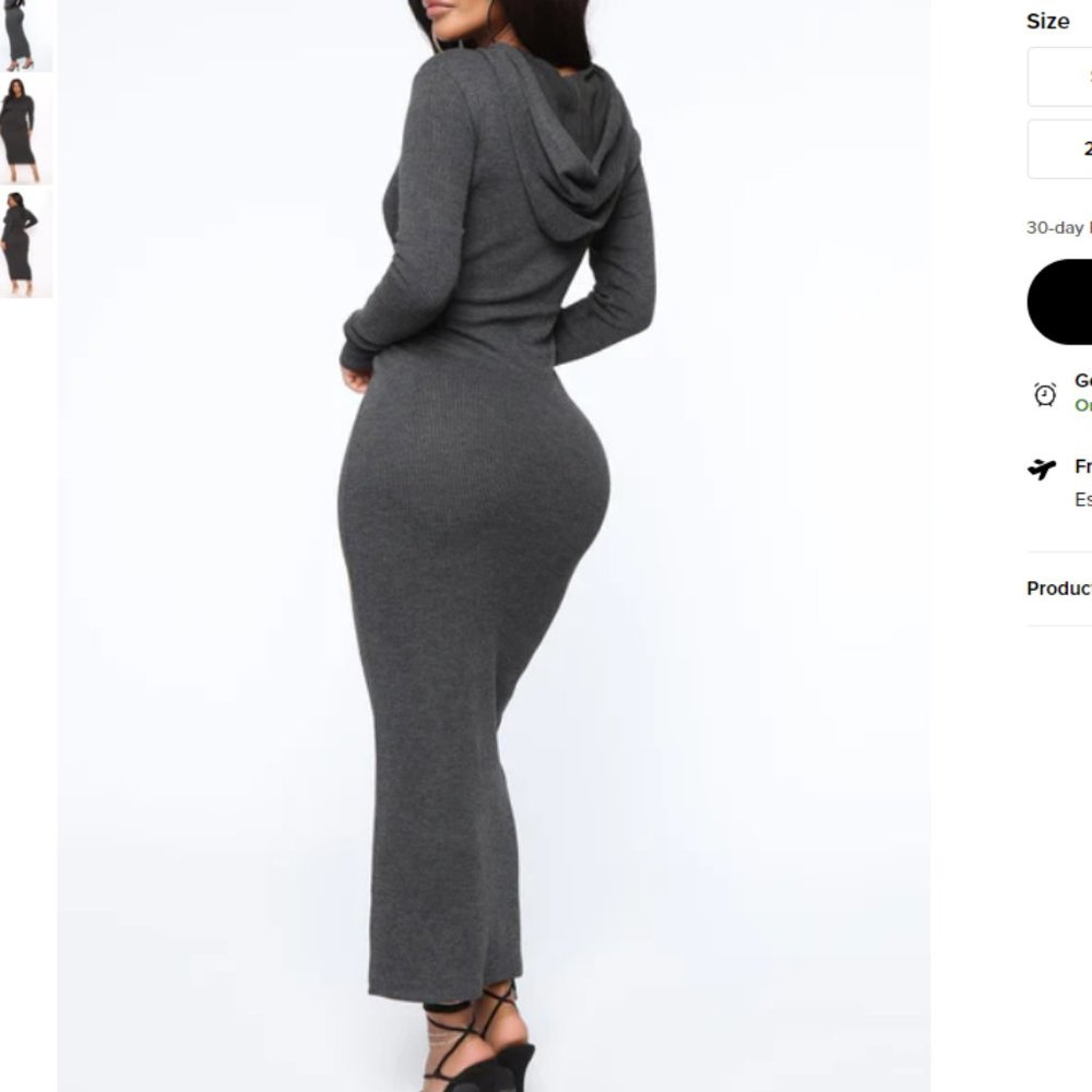 taking a break hooded maxi dress - charcoal